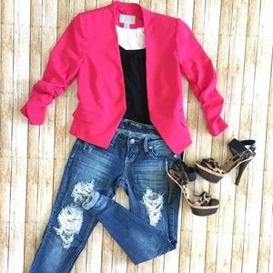 H&M cropped pink blazer, size 4